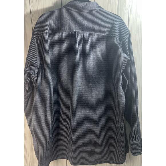 LL Bean Shirt Men XL Blue Striped Button Down Thick Outdoor Plaid Work Hike - Picture 2 of 6